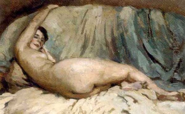 Study Of A Reclining Nude by Alexandre Urbain