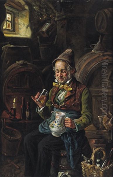 Der Gute Tropfen Oil Painting by Joseph Urban