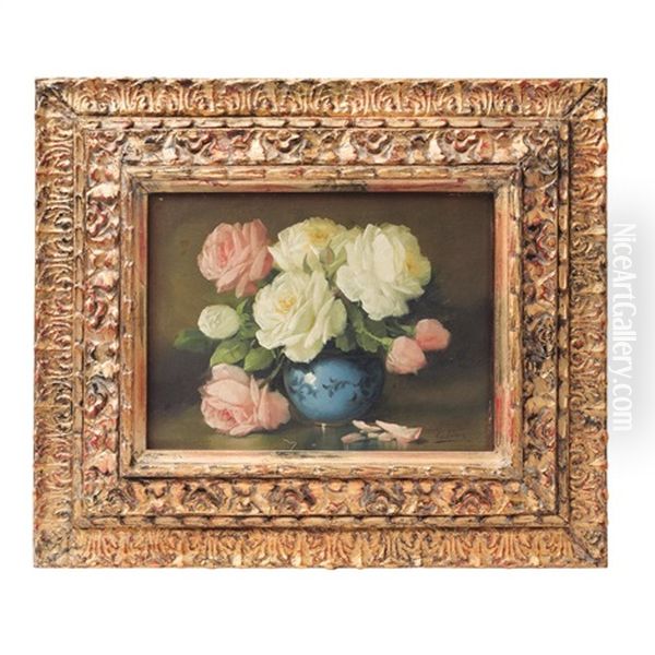 Bouquet De Rosas Oil Painting by Francisco Urbina