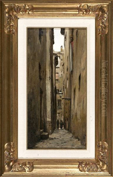 Una Calle Oil Painting by Modesto Urgell y Inglada