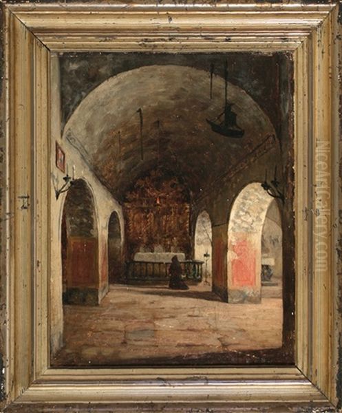 Interior De Una Iglesia Oil Painting by Ricardo Urgell