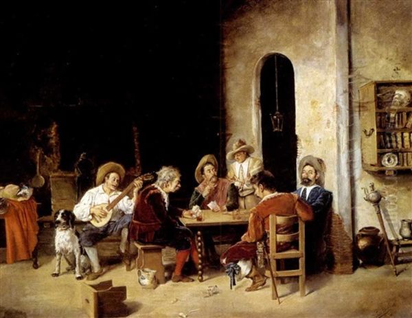 The Card Players Oil Painting by Jose Uria y Uria