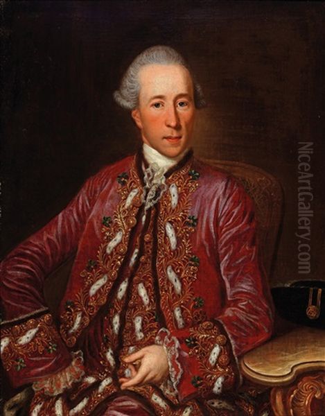 Portrait Of A Gentleman In An Ermine-trimmed Coat Oil Painting by Georg Anton Abraham Urlaub