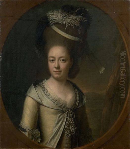 Portrait De Femme Dans Un Ovale Peint Oil Painting by Georg Anton Abraham Urlaub