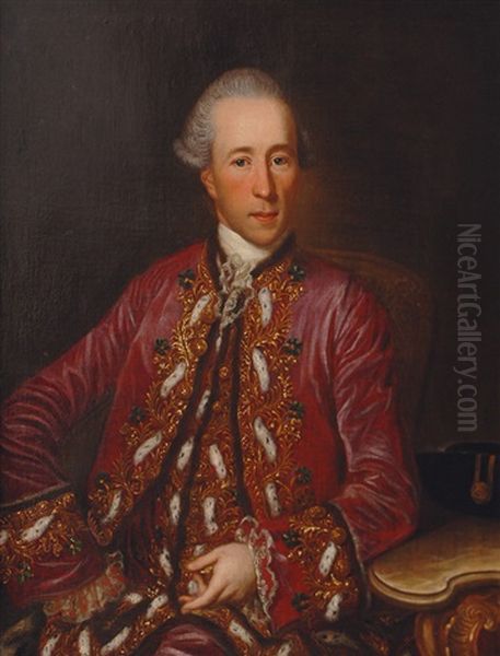 Portrait Of A Nobleman In An Ermine Decorated Coat Oil Painting by Georg Anton Abraham Urlaub