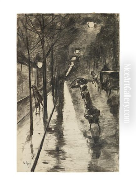 Bellevuestrase Am Abend, Berlin Oil Painting by Lesser Ury