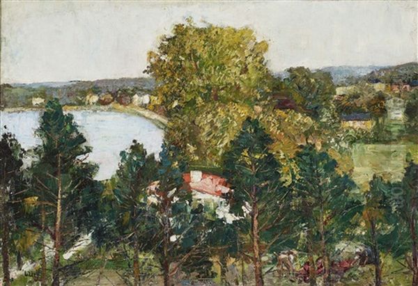 Lake Of Schwerin Oil Painting by Lesser Ury