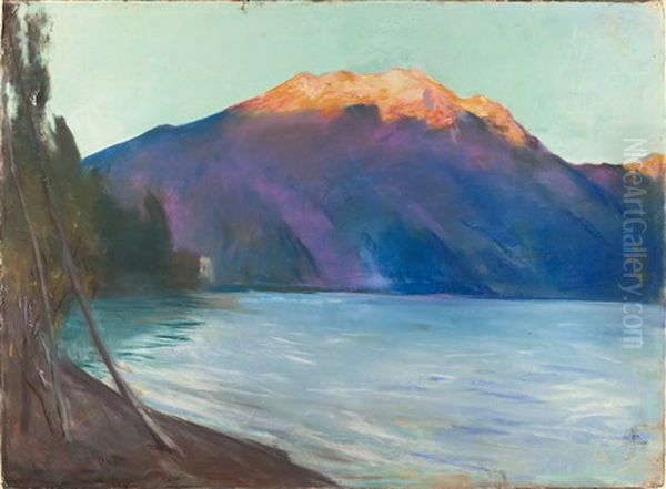 Blick Auf Den Monte Baldo Am Gardasee (morgenstimmung) Oil Painting by Lesser Ury