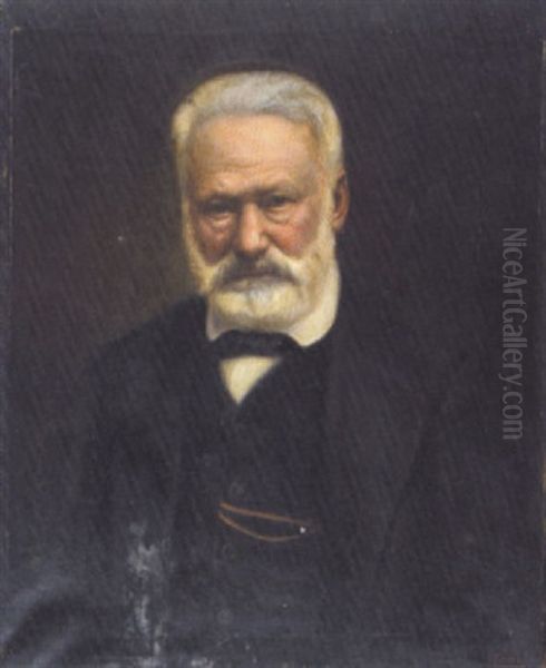 Portrait De Victor Hugo Oil Painting by Albert Usteri