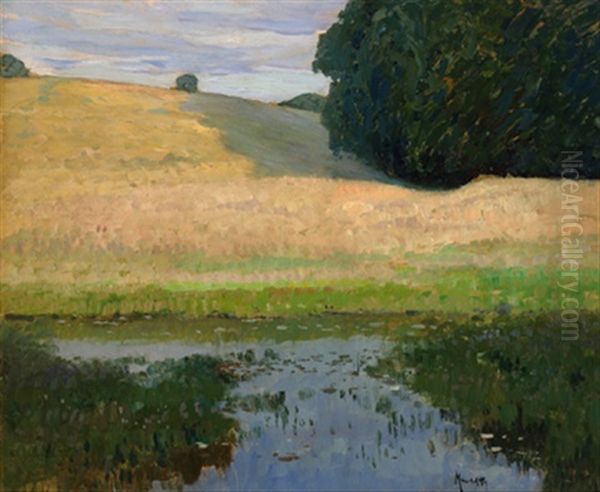 Kornfeld Am See Oil Painting by Max Uth