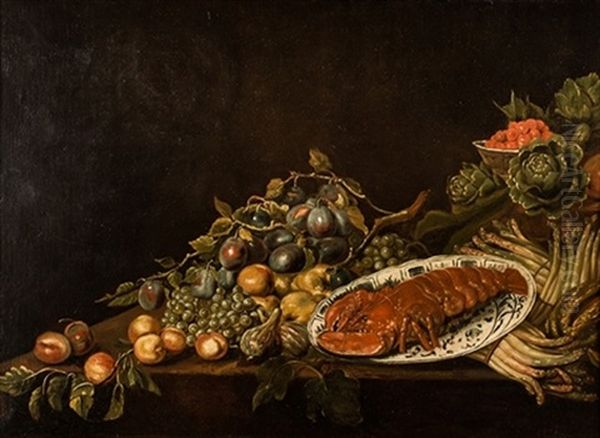 Bodegon Con Frutas, Hortalizas Y Langosta Oil Painting by Adriaen van Utrecht