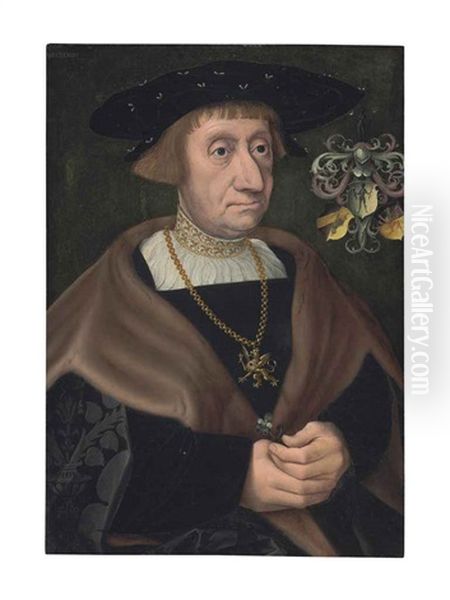 Portrait Of Mathias Mulich (1470-1528), Burgomaster Of Lubeck, Half-length Oil Painting by Jacob van Utrecht