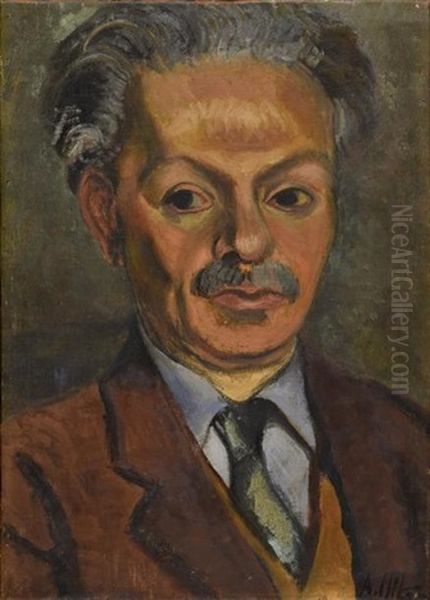 Portrait Du Peintre Simon Levy (1886-1973) Oil Painting by Andre Utter