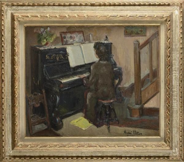 Jeune Fille Au Piano Oil Painting by Andre Utter