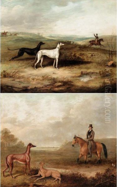 Hare Coursing Scenes Oil Painting by Thomas W. Bretland