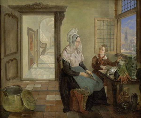 Interieur Mit Einer Dame Und Wildbrethandler Oil Painting by Abraham Uytenbogaert