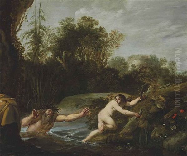 Alpheus And Arethusa Oil Painting by Moyses van Uytenbroeck