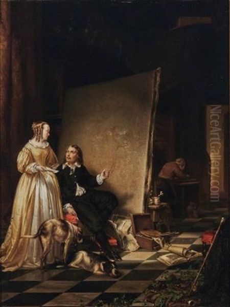 The Studio Of Paulus Potter Oil Painting by Johannes Christoffel Vaarberg