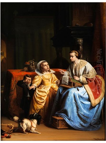 Die Mutterliche Ermahnung Oil Painting by Johannes Christoffel Vaarberg