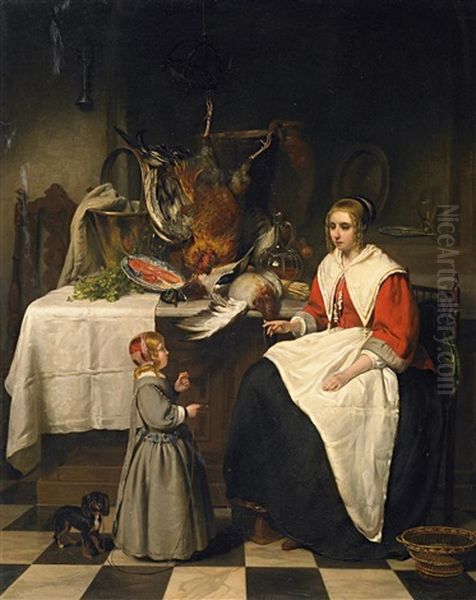 Kucheninterieur Oil Painting by Johannes Christoffel Vaarberg