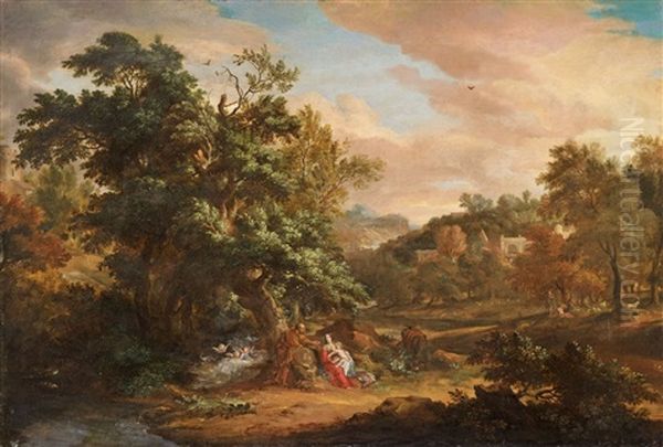 Landscape With The Rest On The Flight To Egypt Oil Painting by John van der Vaart