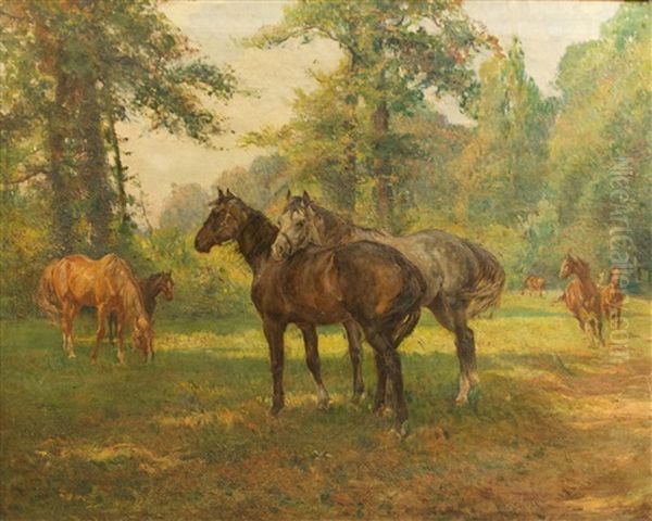 Chevaux (1925) Oil Painting by Alfredo Vaccari