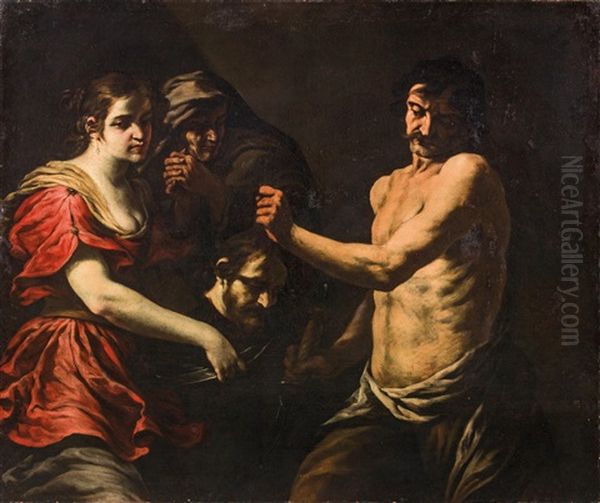 Salome With The Head Of Saint John The Baptist Oil Painting by Andrea Vaccaro