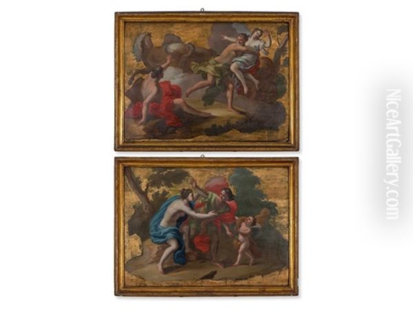 Pair Of Mythological Scenes (pair) Oil Painting by Domenico Antonio Vaccaro