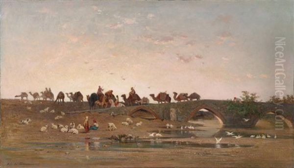 Cavaliers, En Asie Mineure Oil Painting by Charles Emile Vacher De Tournemine