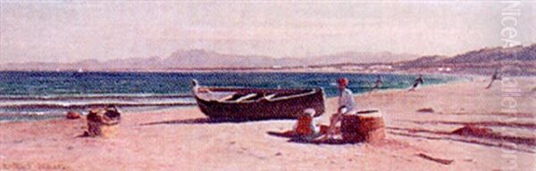 Fishermen On The Beach At Algiers Oil Painting by Charles Vacher