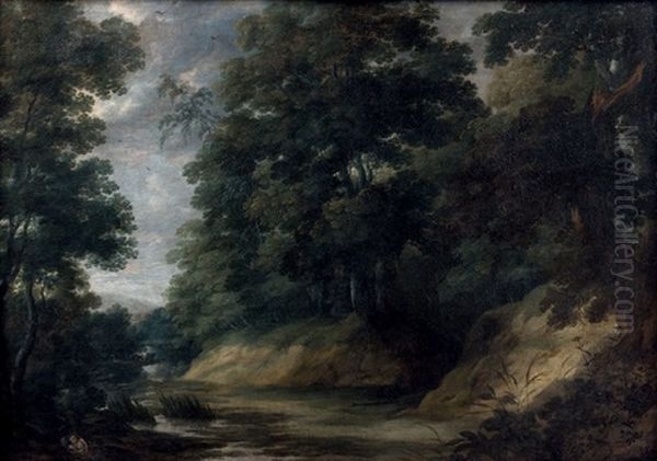 Paysage Boise De La Foret De Soignes Oil Painting by Lodewijk De Vadder