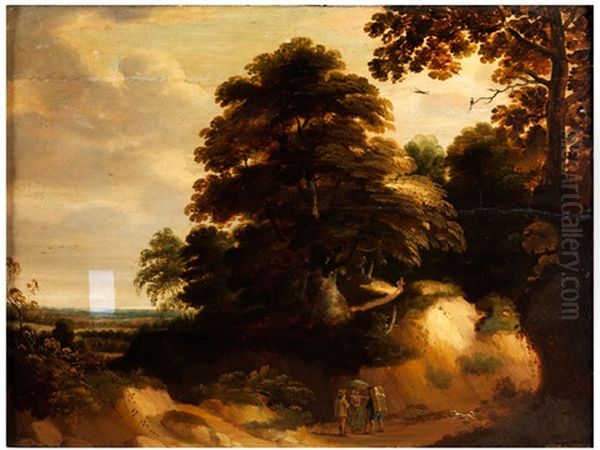 Baumlandschaft Mit Dunenhugeln Und Figurenstaffage Oil Painting by Lodewijk De Vadder