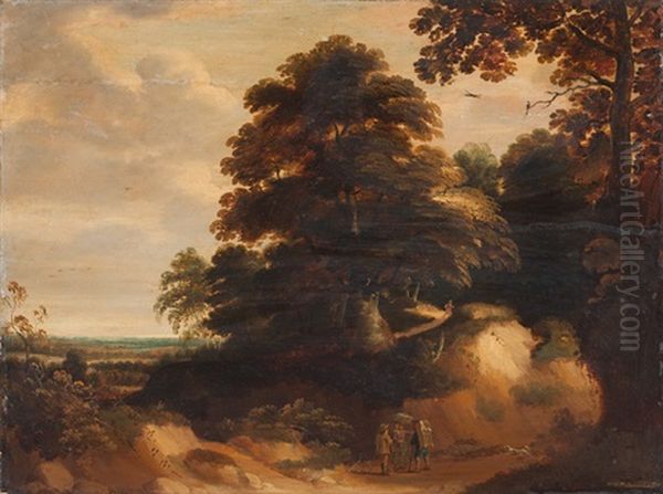 Waldlandschaft Mit Figurenstaffage Und Hund Oil Painting by Lodewijk De Vadder