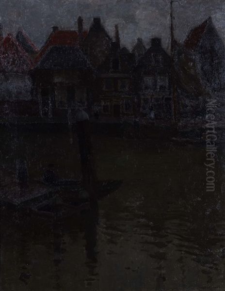 It Rains In The Village As It Rains In My Heart Oil Painting by Eugene Lawrence Vail