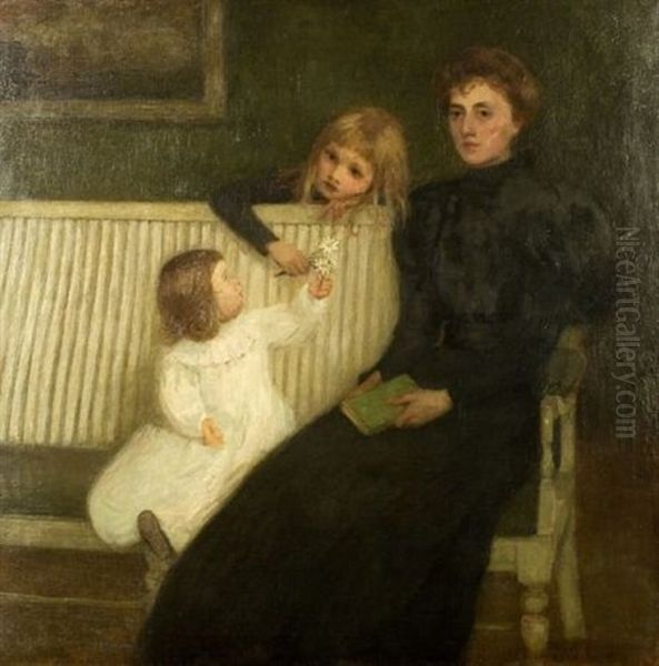 Enfants Et Leur Mere (children With Their Mother) Oil Painting by Eugene Lawrence Vail