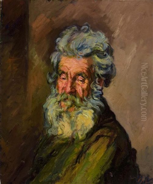 Portrait Of An Old Man Oil Painting by Jacques Gaston Emile Vaillant