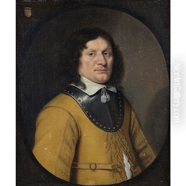 Portrait D'homme En Habit Jaune Dans Un Ovale Peint Oil Painting by Wallerant Vaillant