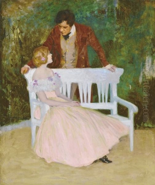 Courting Oil Painting by Sigmund Vajda