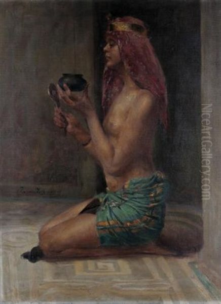 Oriental Lady Oil Painting by Sigmund Vajda