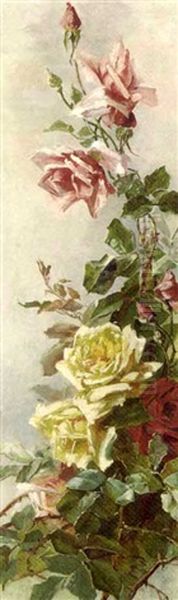 Roses (+ Another; Pair) Oil Painting by Valentine Synave Nicolaud (Fray) Val