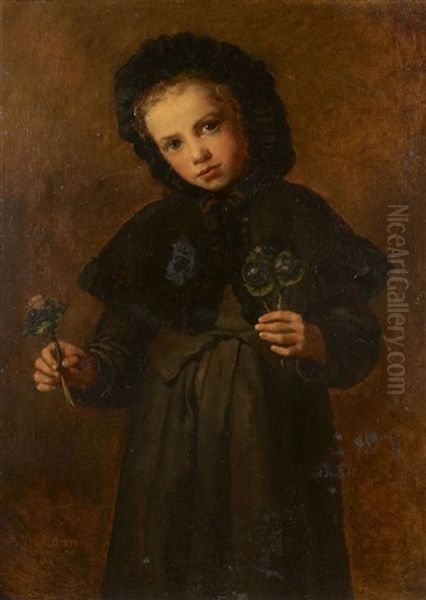 La Petite Bouquetiere De Violettes Oil Painting by Jules Emmanuel Valadon