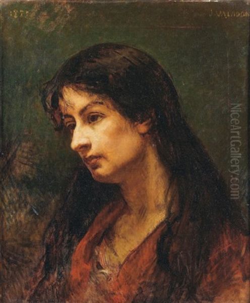 Portrait De Femme Oil Painting by Jules Emmanuel Valadon