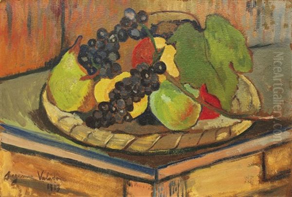 Still Life With Fruit Basket Oil Painting by Suzanne Valadon