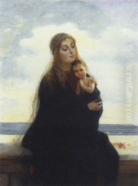 Madonna Con Bambino Oil Painting by Francesco Valaperta