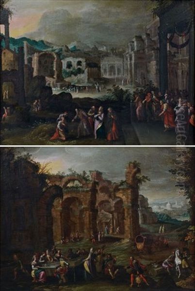 Le Festin Du Fils Prodigue Et Le Retour Du Fils Prodigue (2 Works) Oil Painting by Gillis van Valckenborch