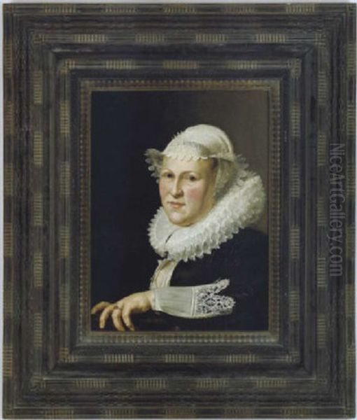 Bildnis Einer Frau Mit Einer Halskrause Und Einer Haube Aus Brusseler Spitzen Oil Painting by Werner van den Valckert