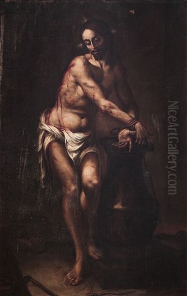 Jesus Atado A La Columna Oil Painting by Juan De Valdes Leal