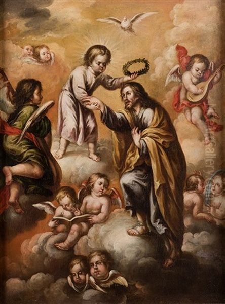 El Nino Jesus Coronando A San Jose by Lucas De Valdes