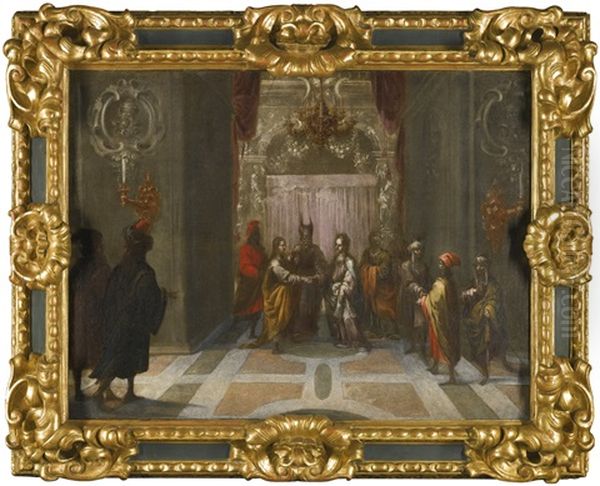 The Marriage Of The Virgin Oil Painting by Lucas De Valdes