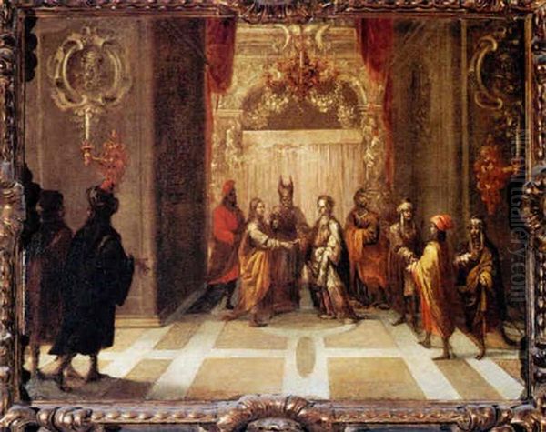 Marriage Of The Virgin Oil Painting by Lucas De Valdes